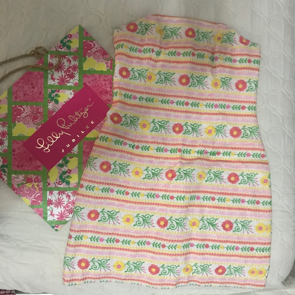 Lily Pulitzer embroidered strapless dress